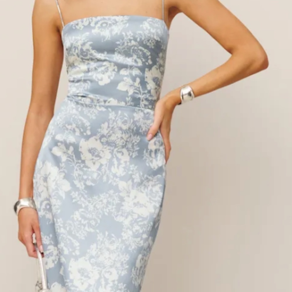 Reformation Frankie Silk Dress in Porcelain